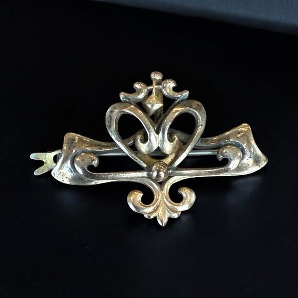 Antique Victorian Signed C.T. Gold Filled Fleur De Lis Floral Watch Pin Brooch - Picture 7 of 7